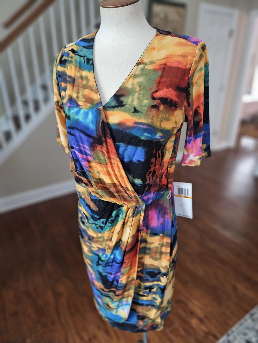 NWT! Nina Leonard Colorful Dress Small
